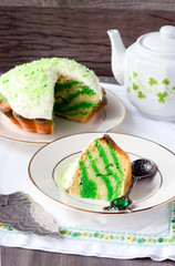 White and green zebra cake for Saint Patrick’s Day