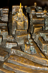A detail of a metal reconstruction o the center of the Milan