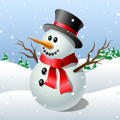Cute cartoon snowman