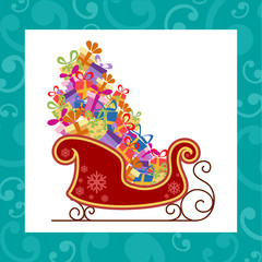 Santa sled with colorful gifts