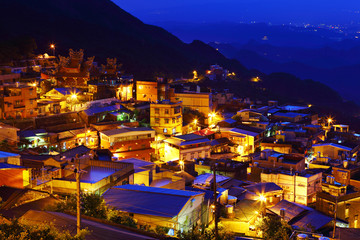 Fototapeta premium chiu fen village at night, in Taiwan