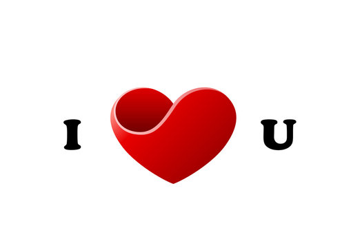 Heart. I Love U. Valentines day greeting card concept. Vector