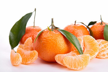 Ripe sweet tangerine isolated on white