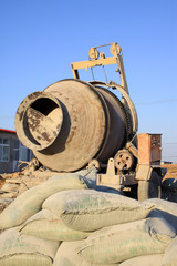 concrete mixer at the construction site