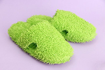 bright slippers, on purple background
