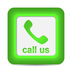 Call Us. Phone icon on green button. Vector