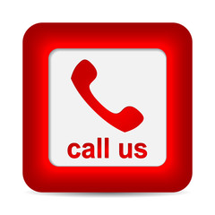 Call Us. Phone icon on red button. Vector