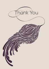 Thank You vector lettering with calligraphic flower.