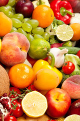 Naklejka na ściany i meble Ogromna grupa świeżych warzyw i owoców