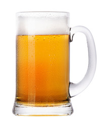 Frosty glass of light beer set isolated