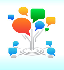 Social media. Tree Forum chat bubbles