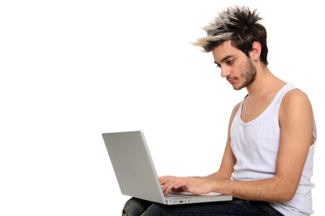 young man with notebook