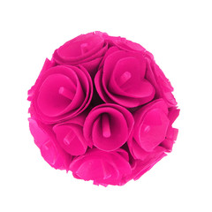 hot pink roses ball,  isolated on white
