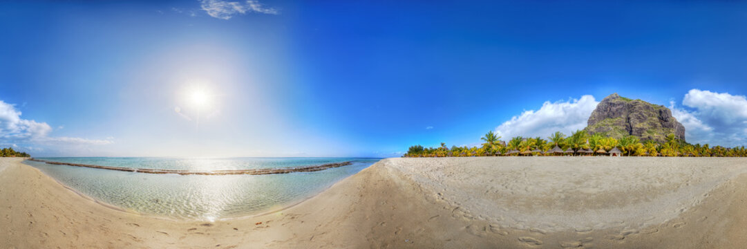 Panoramic view on a beach in Mauritius