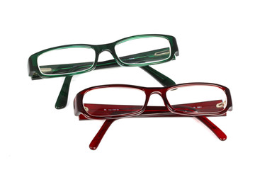Modische Brillen gr&uuml;n & rot