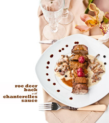 Roe Deer Back with Chanterelles Sauce