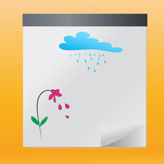 Hand drawn flowers cloud and sun in summer,vector