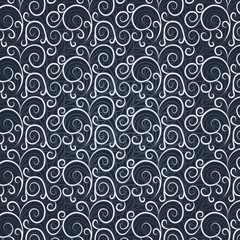 White vintage floral pattern on a gray background