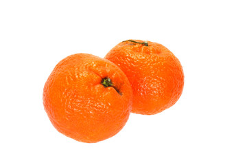 Two tangerines isolated on white background