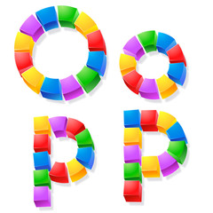 Alphabet of children's blocks. Vector illustration o p