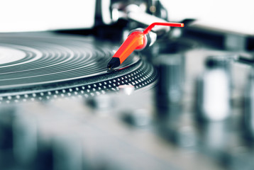 Turntable playing vinyl record