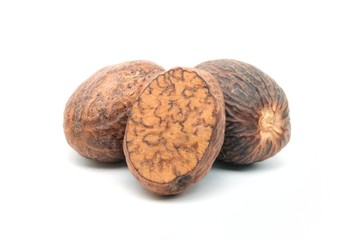Nutmeg on a white background