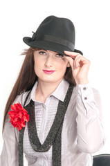 Fototapeta na wymiar Portrait of beautiful girl in hat 