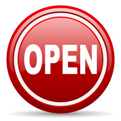 open red glossy icon on white background