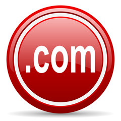 com red glossy icon on white background