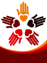 Loving hands design with copy space.