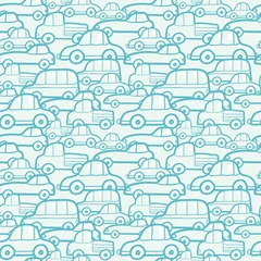 Behang Auto Vector doodle auto& 39 s naadloze patroon achtergrond met hand getrokken