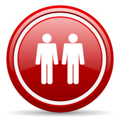 couple red glossy icon on white background