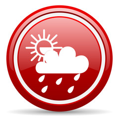weather forecast red glossy icon on white background