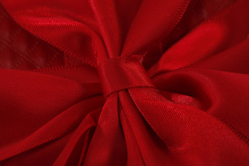 Beautiful red gift bow detail macro