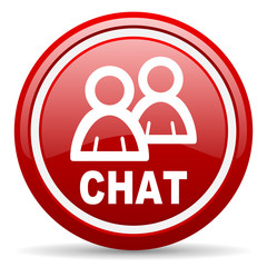 chat red glossy icon on white background