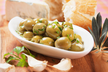 Pickled green olives
