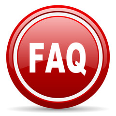 faq red glossy icon on white background
