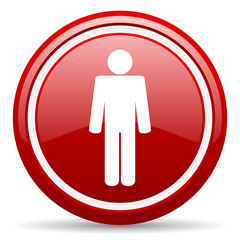 man red glossy icon on white background
