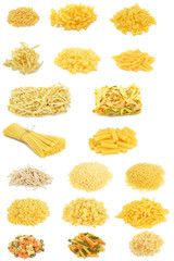 Heap of pasta isolated on white background