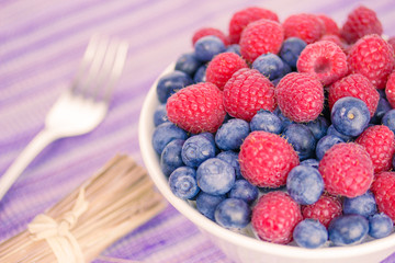 Blueberries and raspberries
