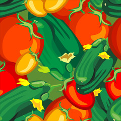 seamless pattern ripe tomato cucumber