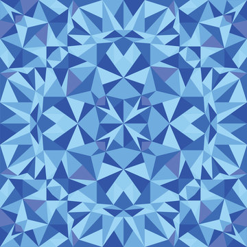 Vector blue triangle texture seamless pattern background with