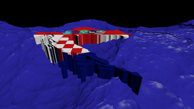 Croatia map flag in abstract ocean animation - Powered by Adobe