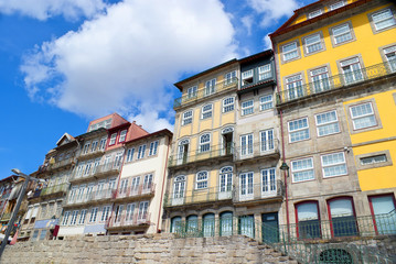 Colourful buildings.Riverside buildings in Porto, Portugal.