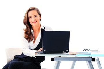 working on computer