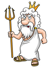 illustration of Cartoon Poseidon with Trident