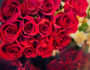 Big bunch bouquet of red roses