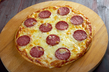 homemade  pizza  Pepperoni.Closeup