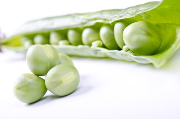 Macro image of Green Peas and pod