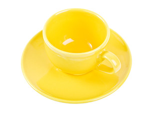 Yellow empty cup isolated